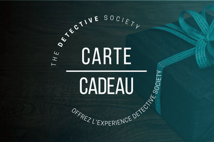 Carte cadeau Detective Society Vous voulez faire plaisir à un proche ? Offrez une carte cadeau à un proche pour qu'il commande lui même son enquête quand il le désire. Choisissez le montant et envoyez la carte à l'heureux futur détective! La carte cadeau